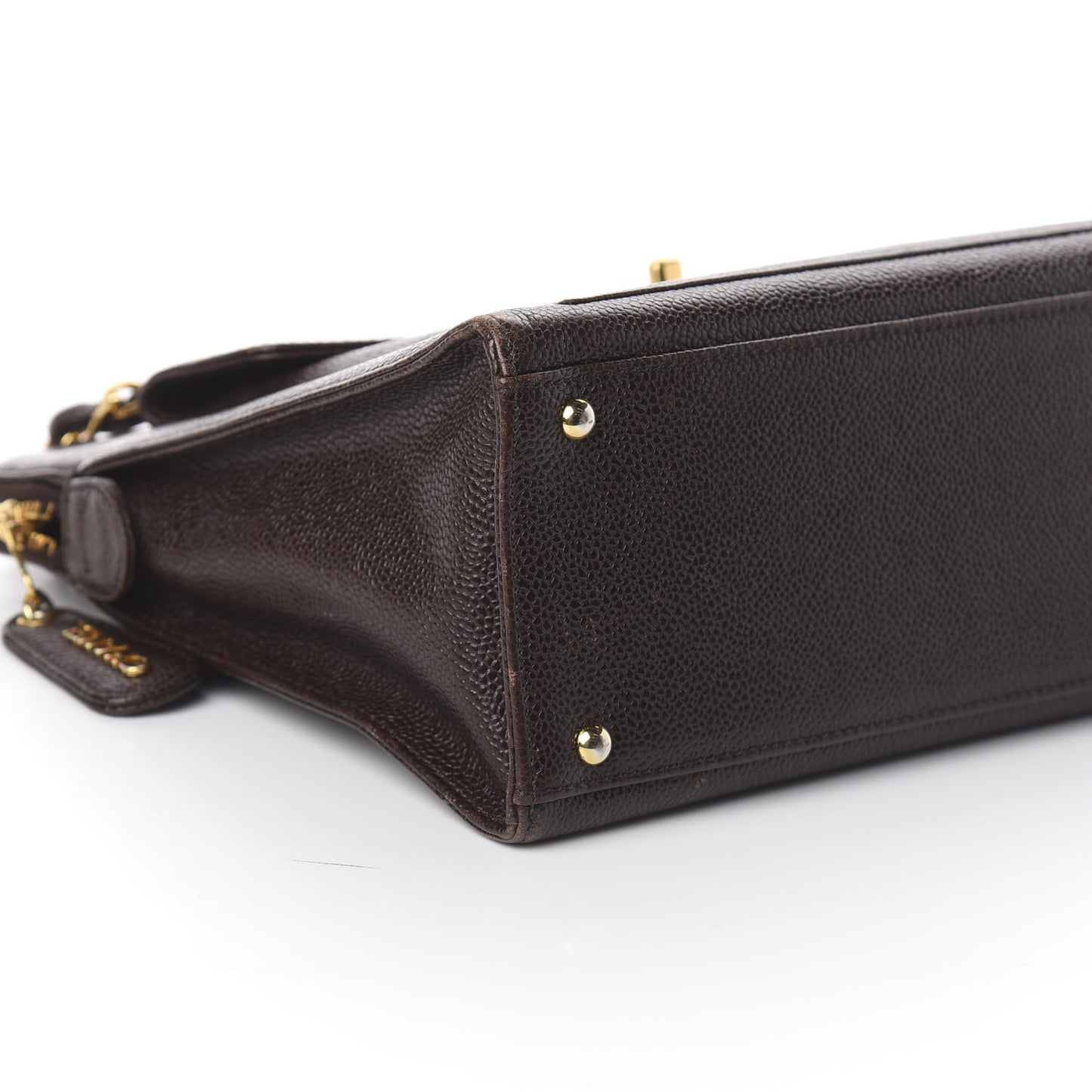 Caviar Flap Shoulder Bag Dark Brown