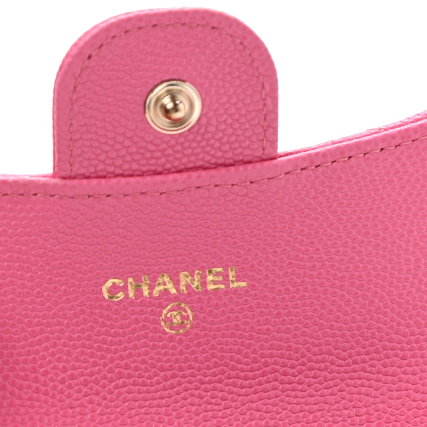 Caviar Quilted Flap Card Holder Wallet Pink