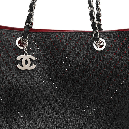 Chanel Perforated Grained Calfskin Small Shopping Tote Black 8 of 10