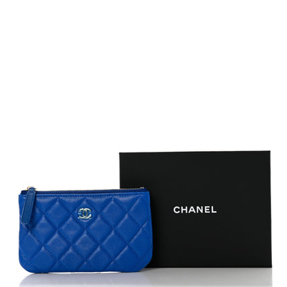 Chanel Caviar Quilted Small Cosmetic Case Blue 8 of 8