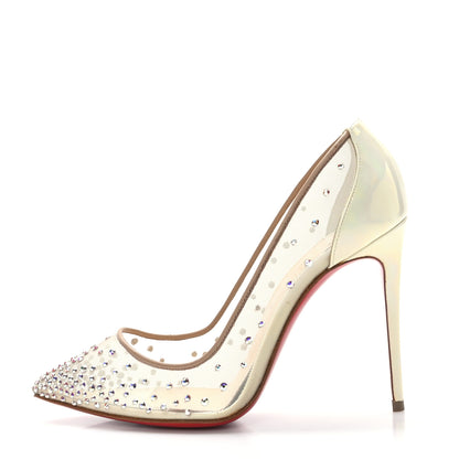 Christian Louboutin Metallic Nappa Crystal Strass Follies 100 Pumps 35.5 Ivory 1 of 8