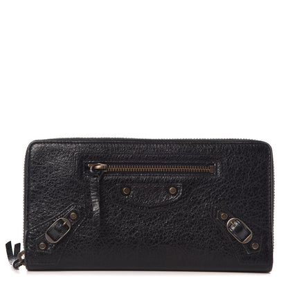 Balenciaga Agneau Classic Hardware Continental Zip Around Wallet Black 1 of 8
