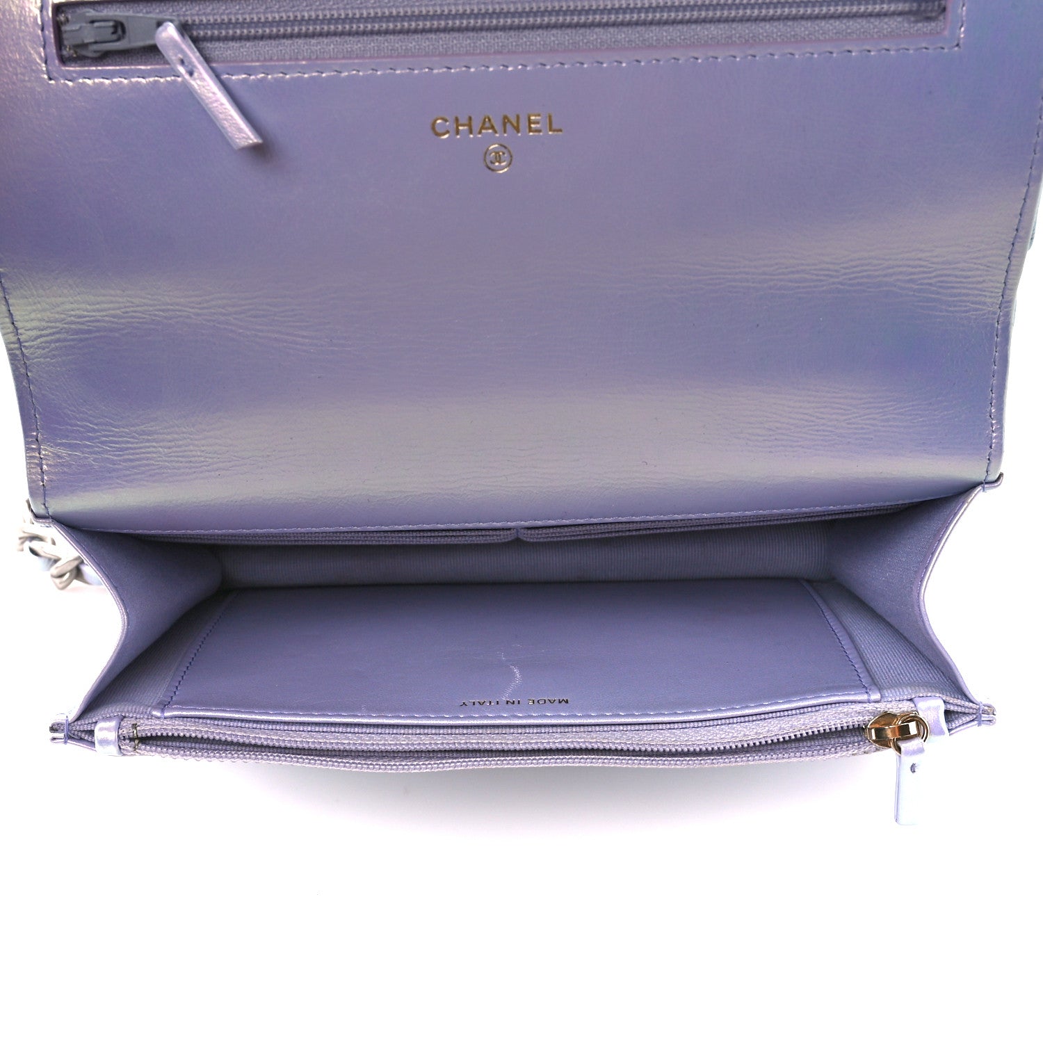 Chanel Iridescent Calfskin Quilted Chanel 19 Wallet On Chain WOC Light Purple 5 of 11