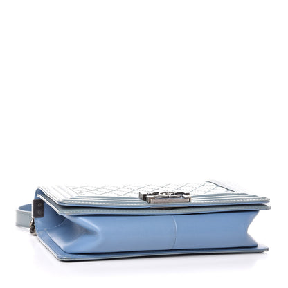 Chanel Patent Calfskin Medium Plexiglass Boy Flap Light Blue 4 of 12