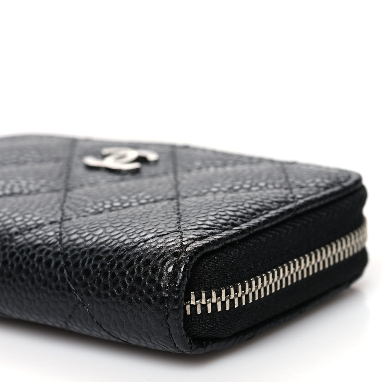 Caviar Quilted Zip Coin Purse Black