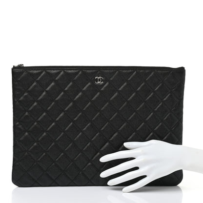 Chanel Iridescent Caviar Quilted Large Cosmetic Case Black 2 of 8