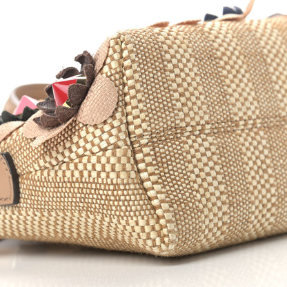 Fendi Paglia Vitello Dolce Flowerland Studded Striped Mini By The Way Boston Bag Natural Cuoio Multicolor 8 of 9