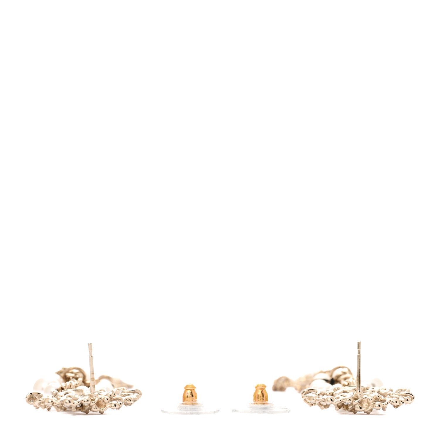 Chanel Pearl Crystal CC Chain Drop Earrings Light Gold Pearly White 3 of 4