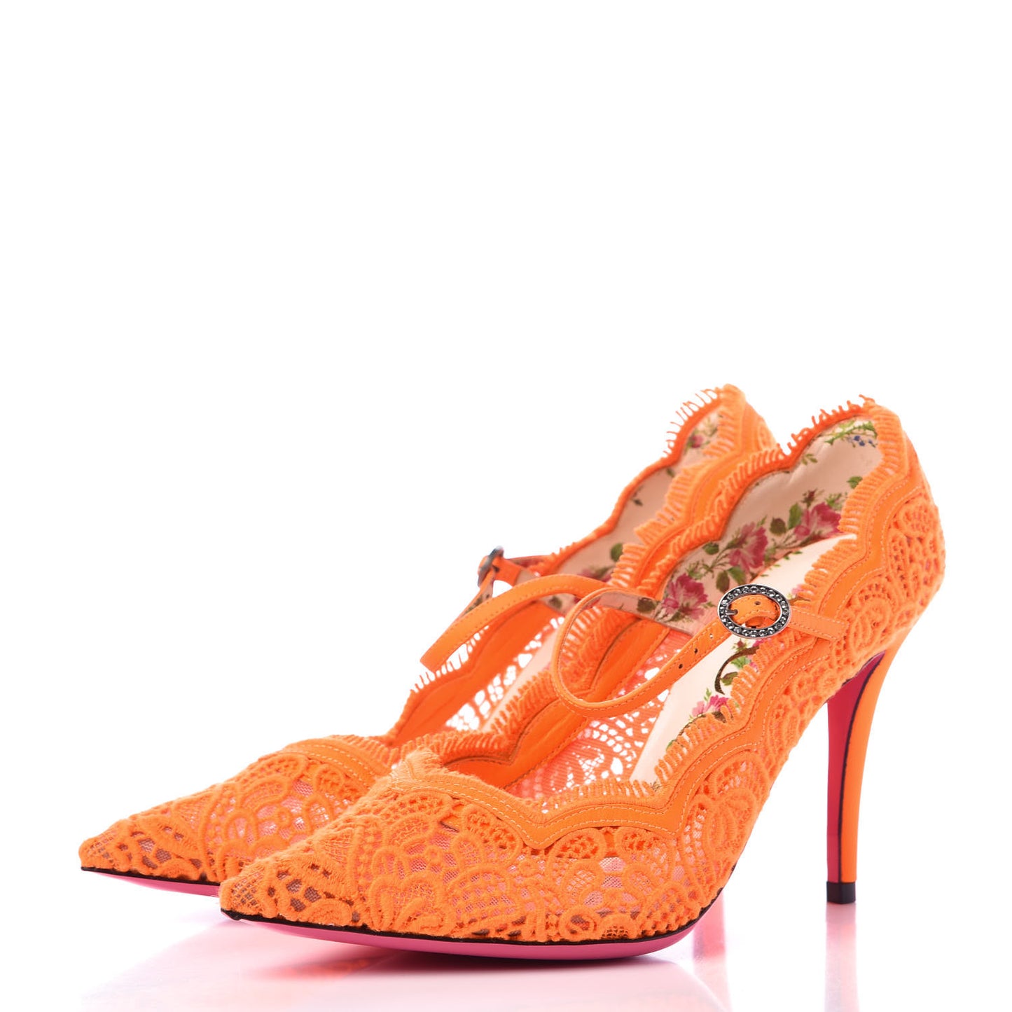 Lace Pizzo Venice Pumps 36 Orange Fluo
