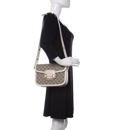 Gucci GG Supreme Monogram Horsebit 1955 Shoulder Bag Beige Mystic White 2 of 11