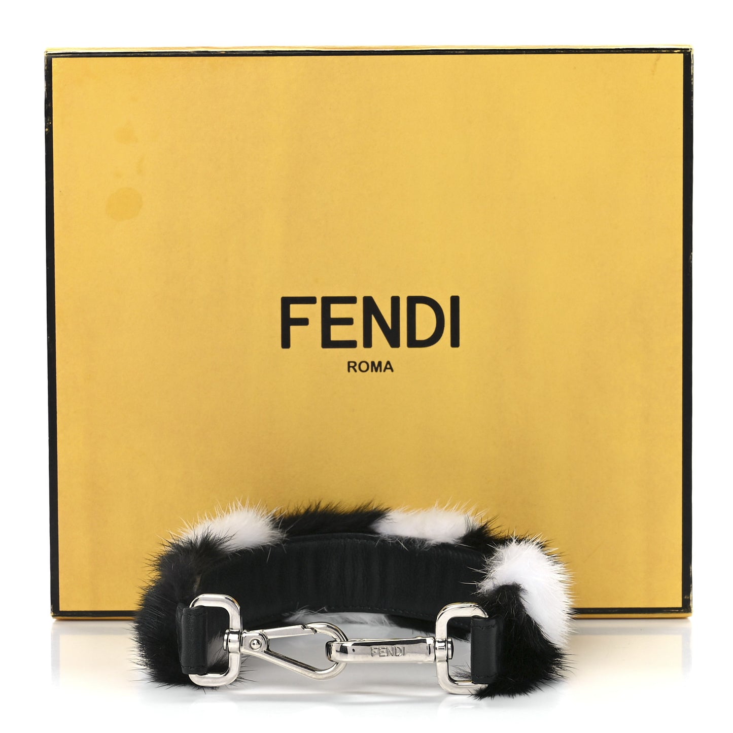 Mink Fur Vitello Dolce Pequin Mini Strap You Black White