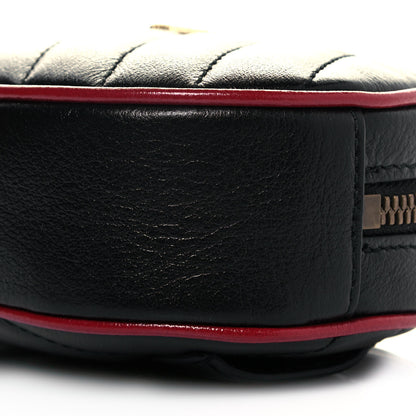 Gucci Azalea Calfskin Matelasse Diagonal Torchon GG Marmont Belt Bag 85 34 Black Romantic Cerise 10 of 11