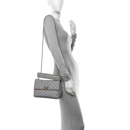 Valentino Garavani Lambskin Medium Rockstud Spike Shoulder Bag Pastel Grey 2 of 9