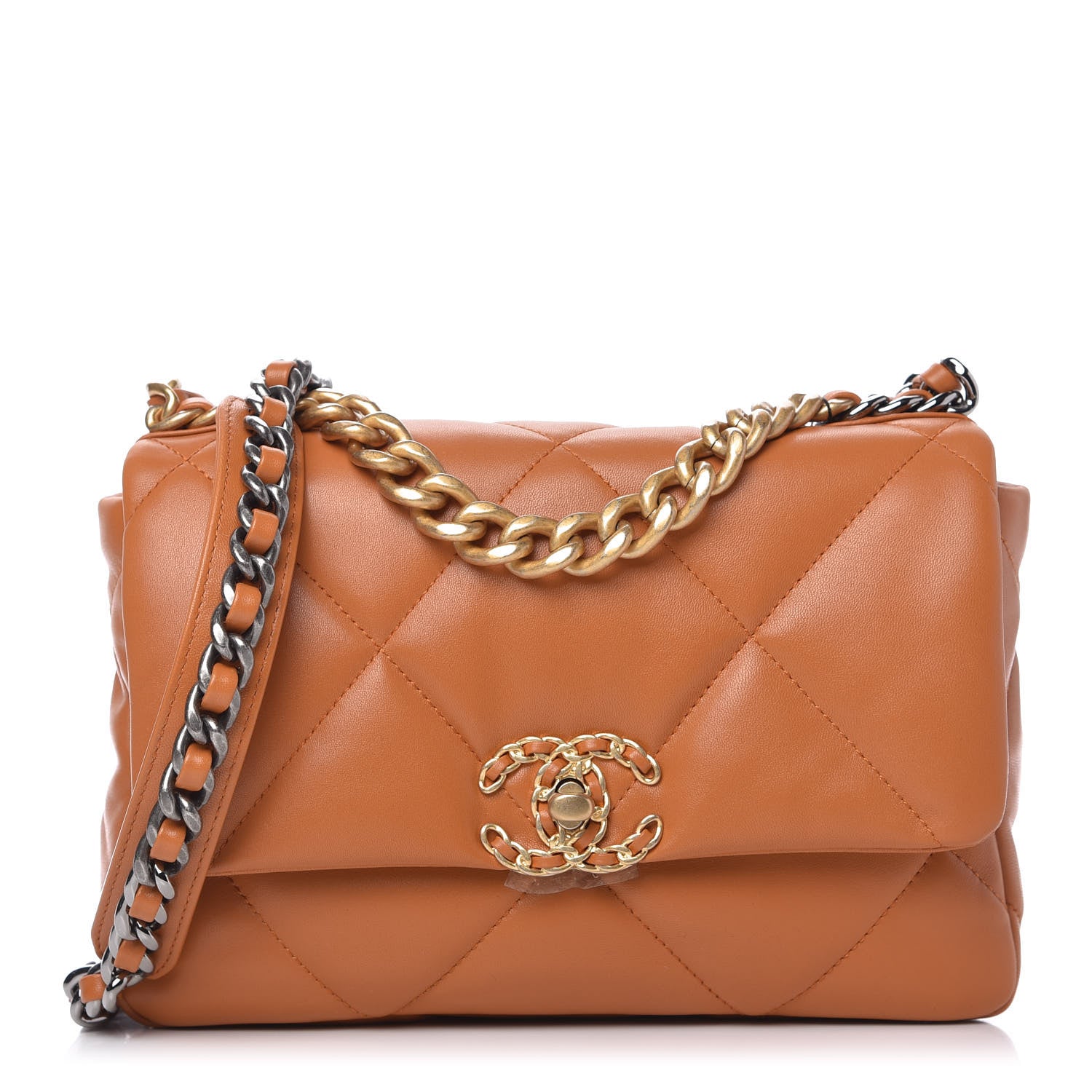 Chanel Lambskin Quilted Medium Chanel 19 Flap Light Brown 1 of 11