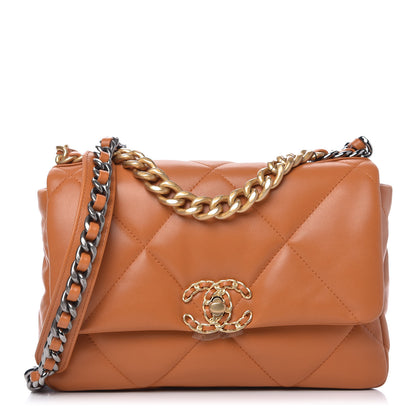 Chanel Lambskin Quilted Medium Chanel 19 Flap Light Brown 1 of 11