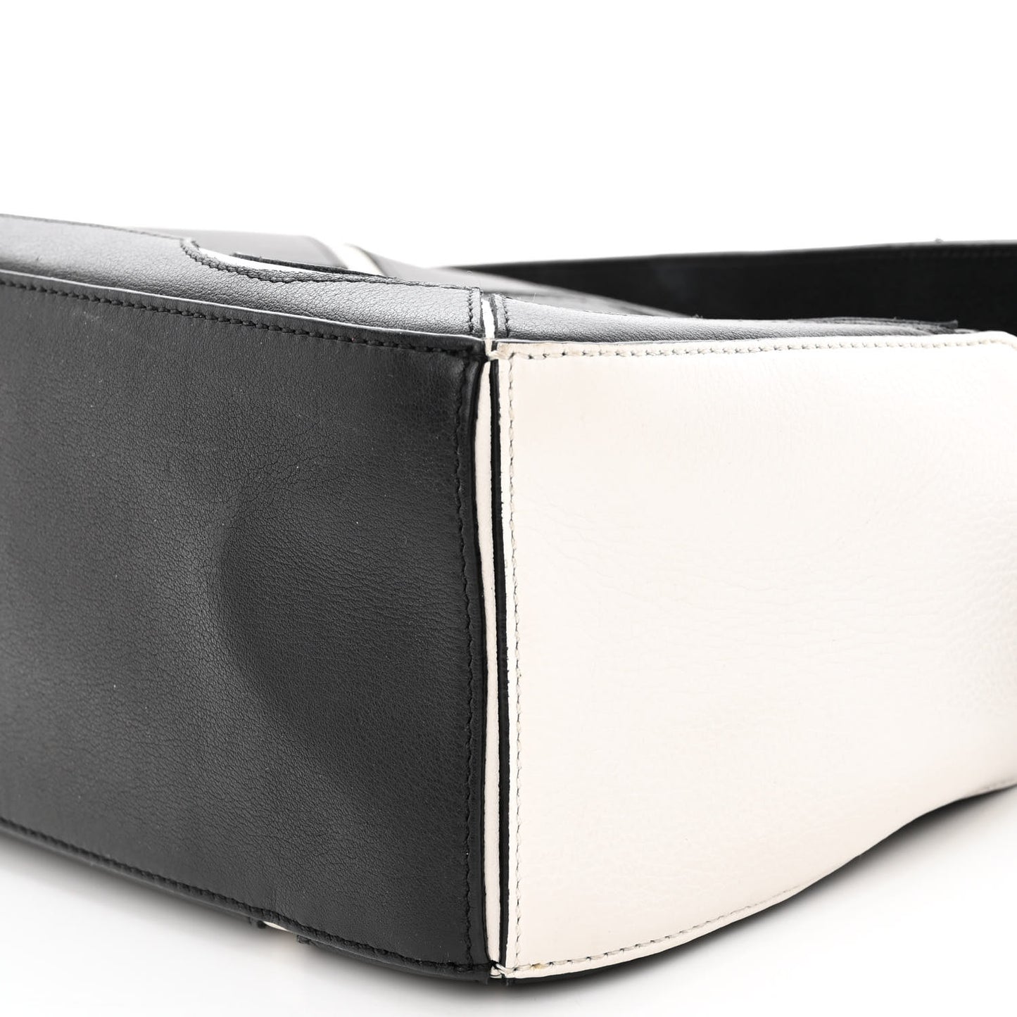 Calfskin Small Roses Puzzle Bag Black White