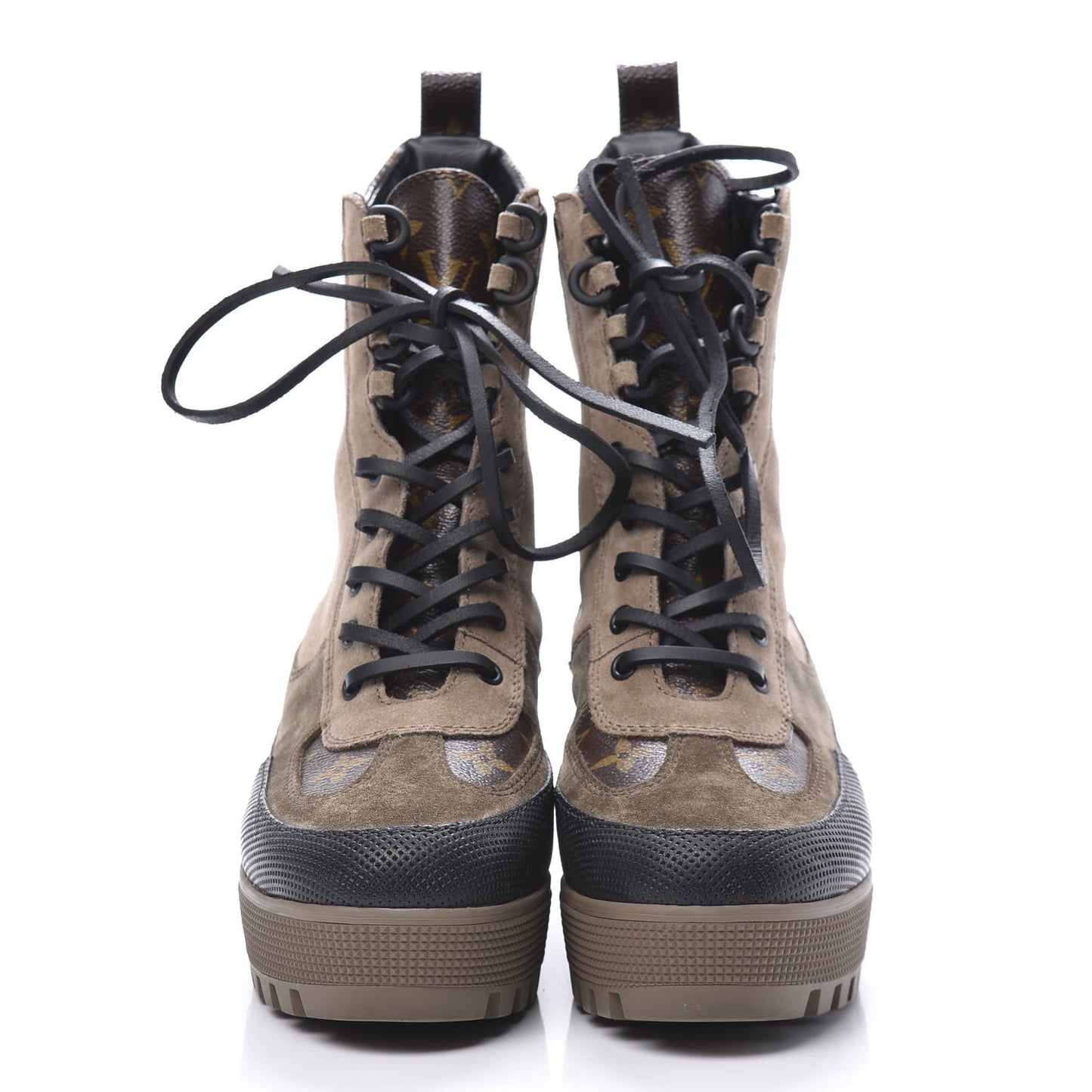 Suede Calfskin Monogram Laureate Platform Desert Boots 39 Beige
