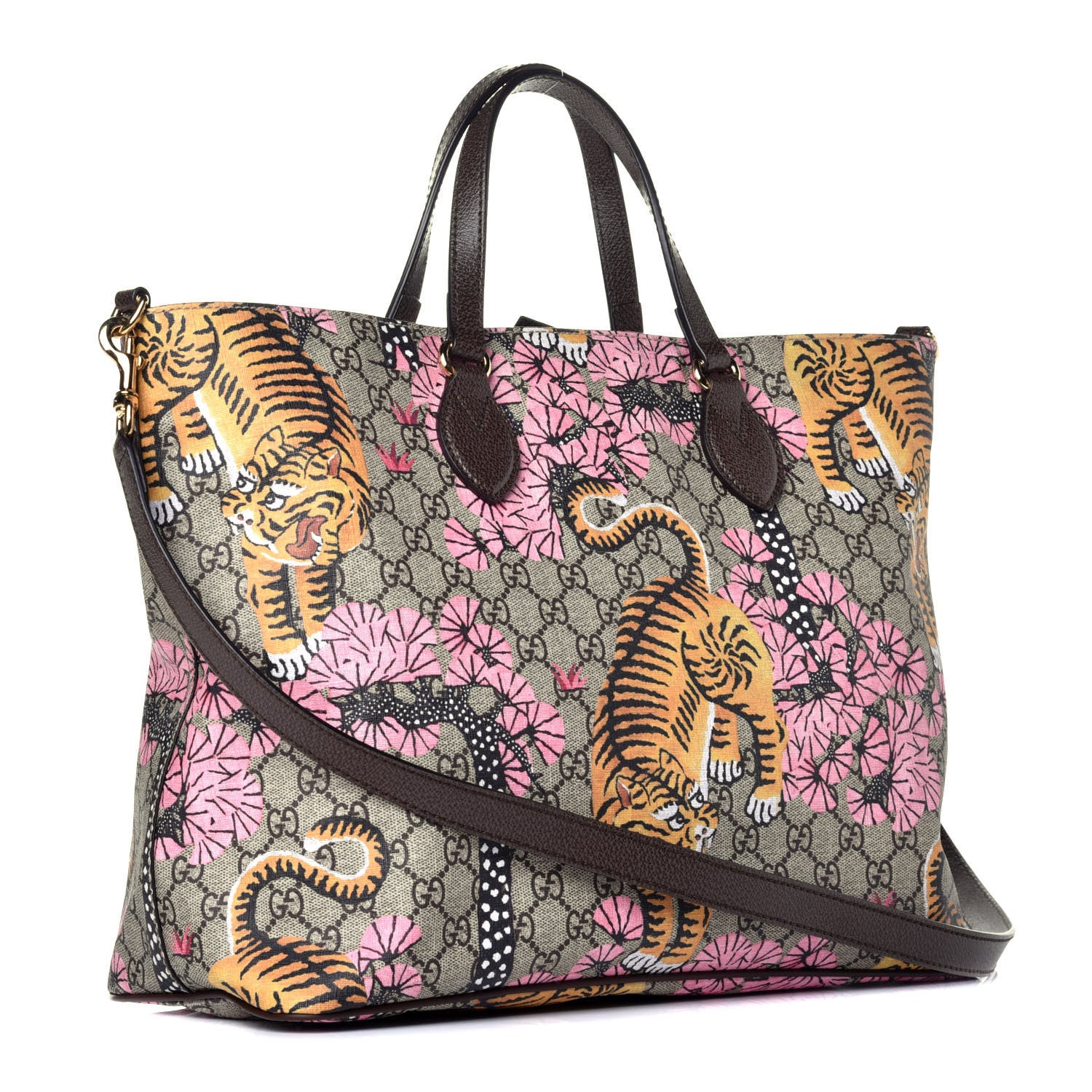Gucci Soft GG Supreme Monogram Bengal Medium Crossbody Tote Beige Pink 3 of 12