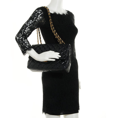 Chanel Lambskin Quilted Jumbo Single Flap Black 2 of 8