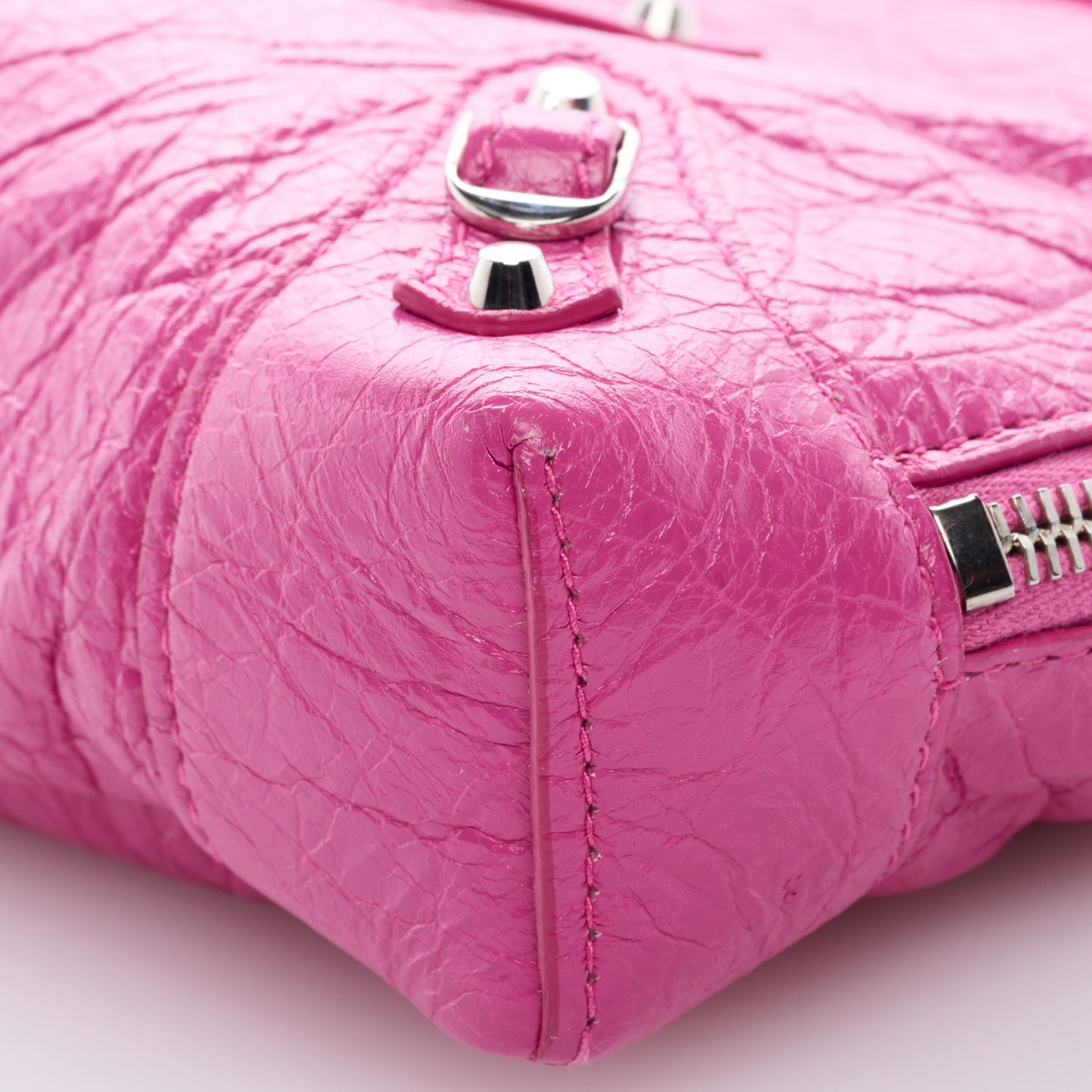 Agneau Arena Classic Silver Hardware XS Reporter Crossbody Rose Flamingo