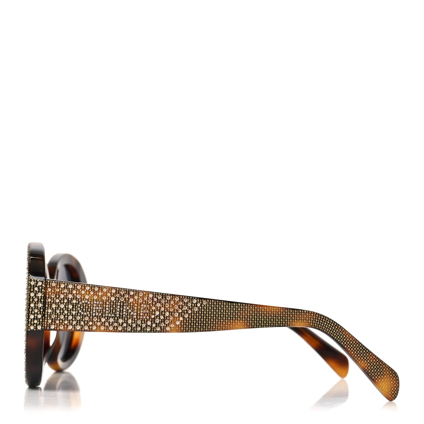Acetate Crystal Studded Bold 3 Dots Round Sunglasses CL4240IS Tortoise