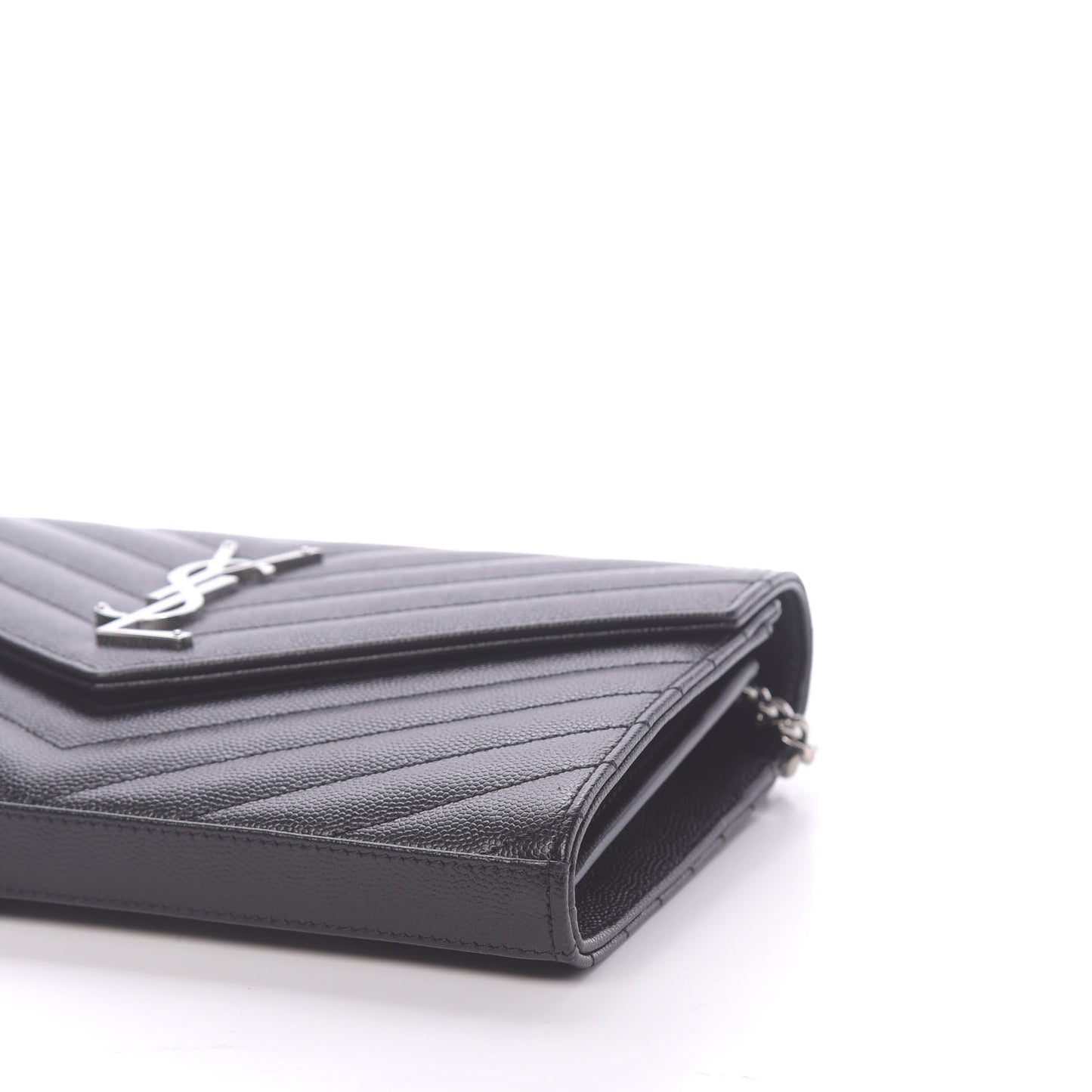 Grain De Poudre Matelasse Chevron Monogram Chain Wallet Black