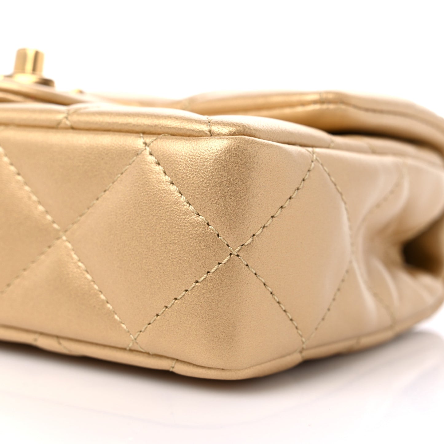Lambskin Quilted Mini Sweetheart Rectangular Flap Gold