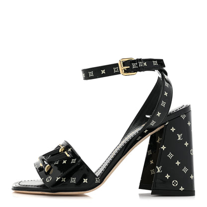 Louis Vuitton Patent Calfskin Shake Platform Sandal 36 Black White 1 of 10