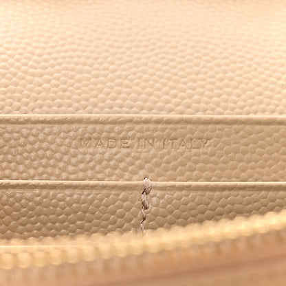 Saint Laurent Grain De Poudre Matelasse Chevron Monogram Chain Wallet Dark Beige 8 of 14