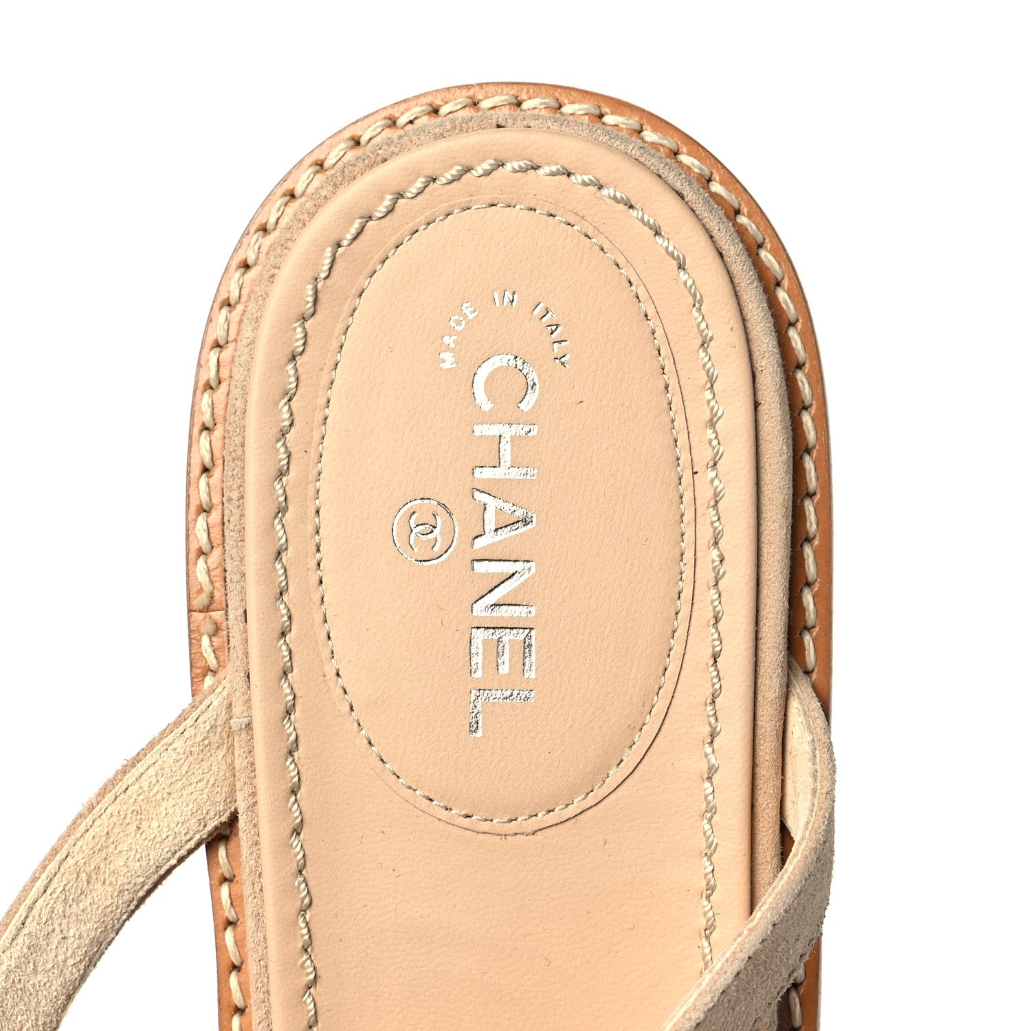 Chanel Suede Pearl Thong Sandals 41 Beige 7 of 8