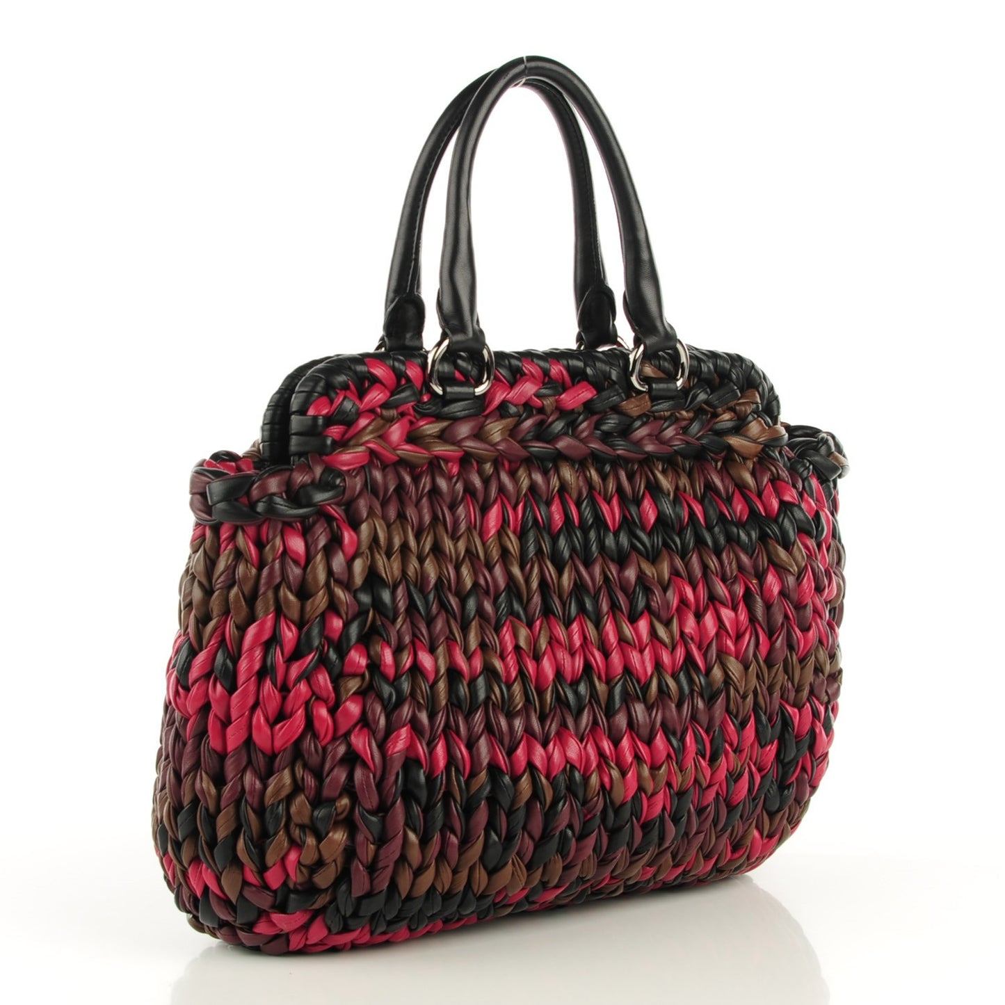 Nappa Braided Tote Multicolor Amaranto