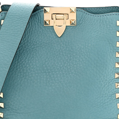 Valentino Garavani Pebbled Calfskin Mini Rockstud Flip-Lock Messenger Bag Atlantique 7 of 9