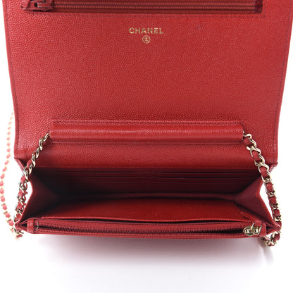 Chanel Caviar Quilted Vintage Mademoiselle Wallet On Chain WOC Red 5 of 12