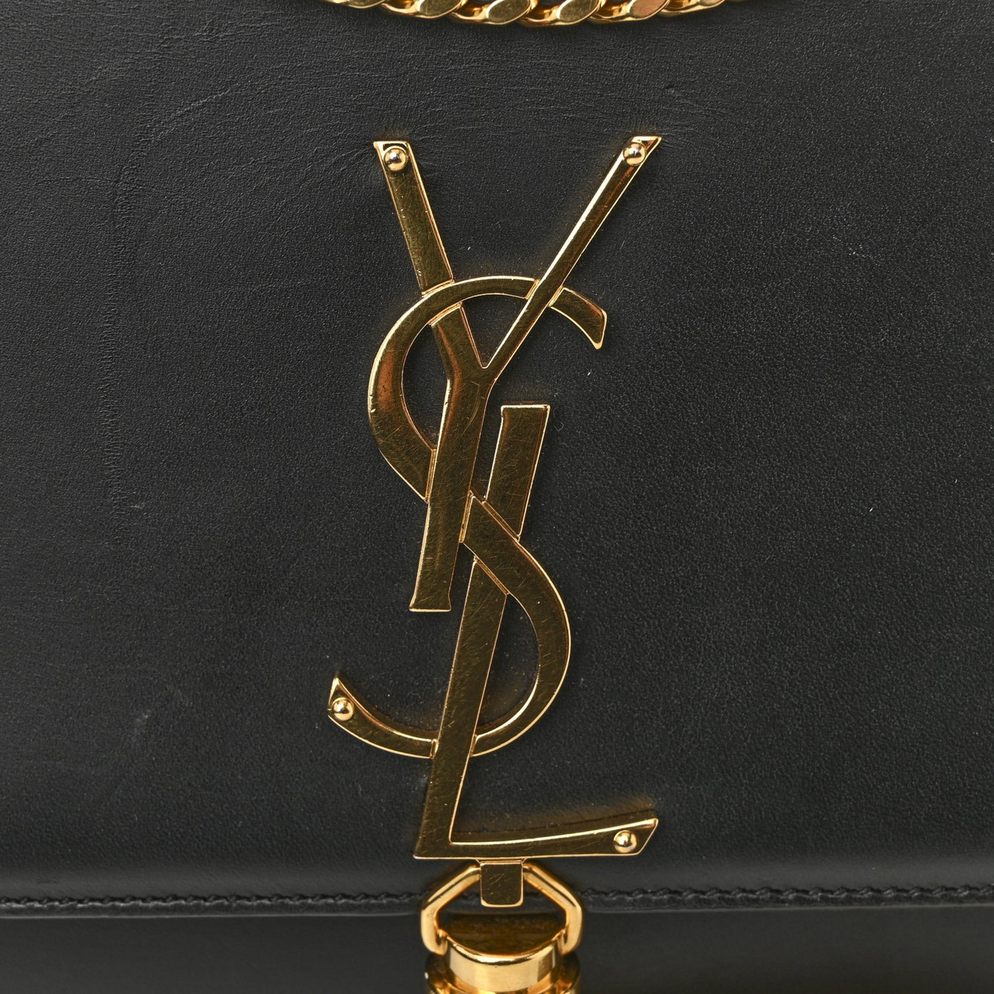 Smooth Calfskin Medium Classic Monogram Kate Tassel Satchel Black