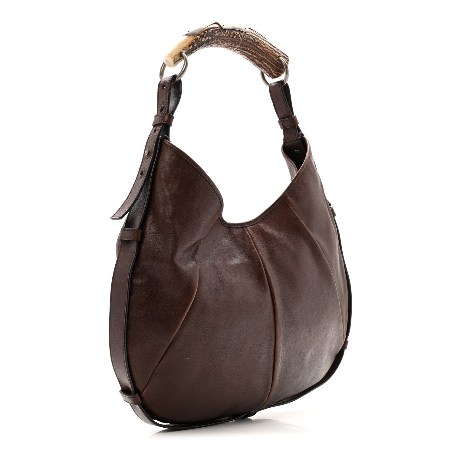 Saint Laurent Buffalo Leather Medium Mombasa Horn Bag Brown 3 of 12