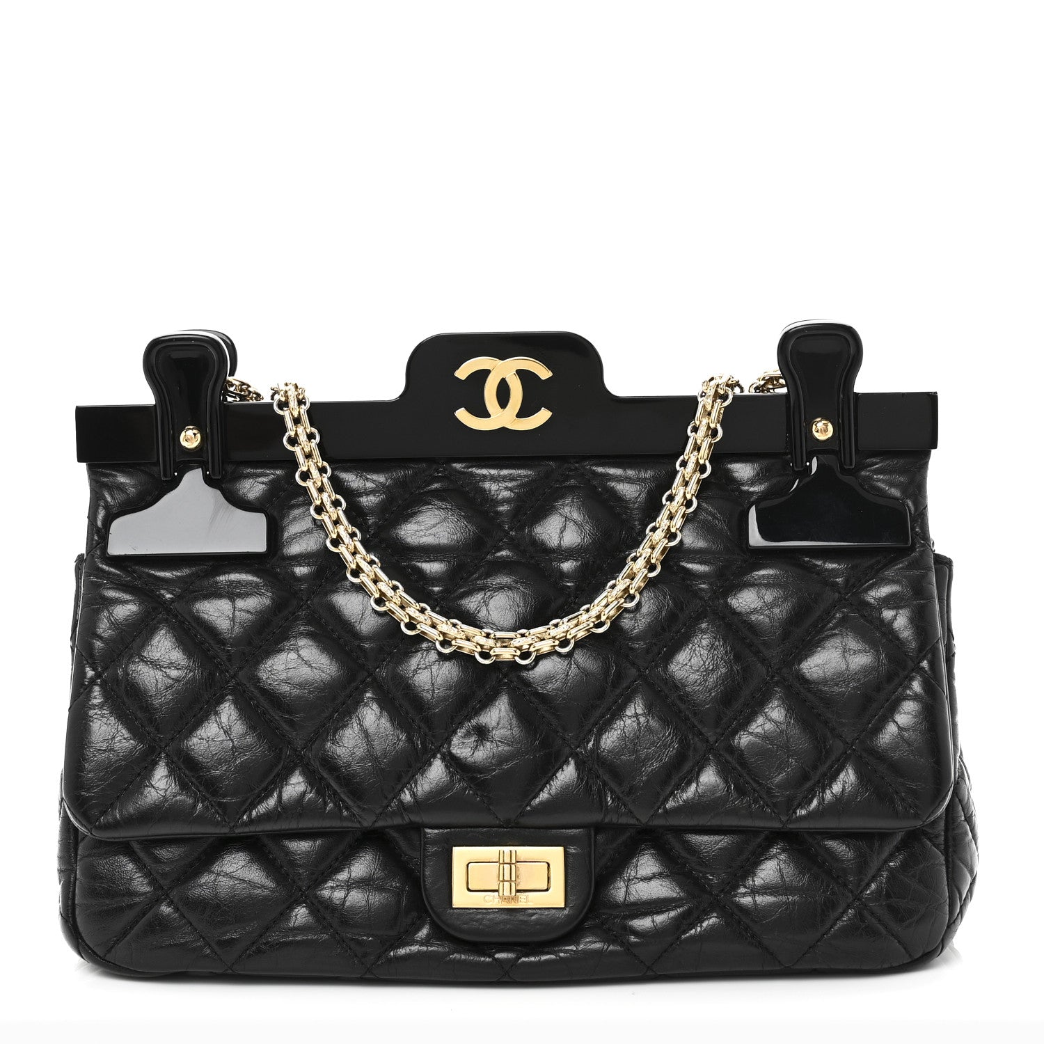 Chanel Aged Calfskin Quilted 2.55 Reissue 225 Hanger Flap Black 1 of 11