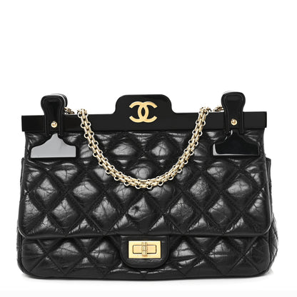 Chanel Aged Calfskin Quilted 2.55 Reissue 225 Hanger Flap Black 1 of 11