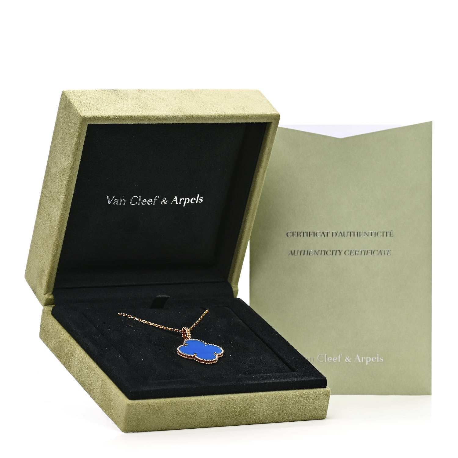 Van Cleef & Arpels 18K Yellow Gold Blue Agate Magic Alhambra Long Necklace 7 of 7