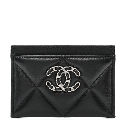Chanel Lambskin Quilted Chanel 19 Card Holder Black 1 of 8