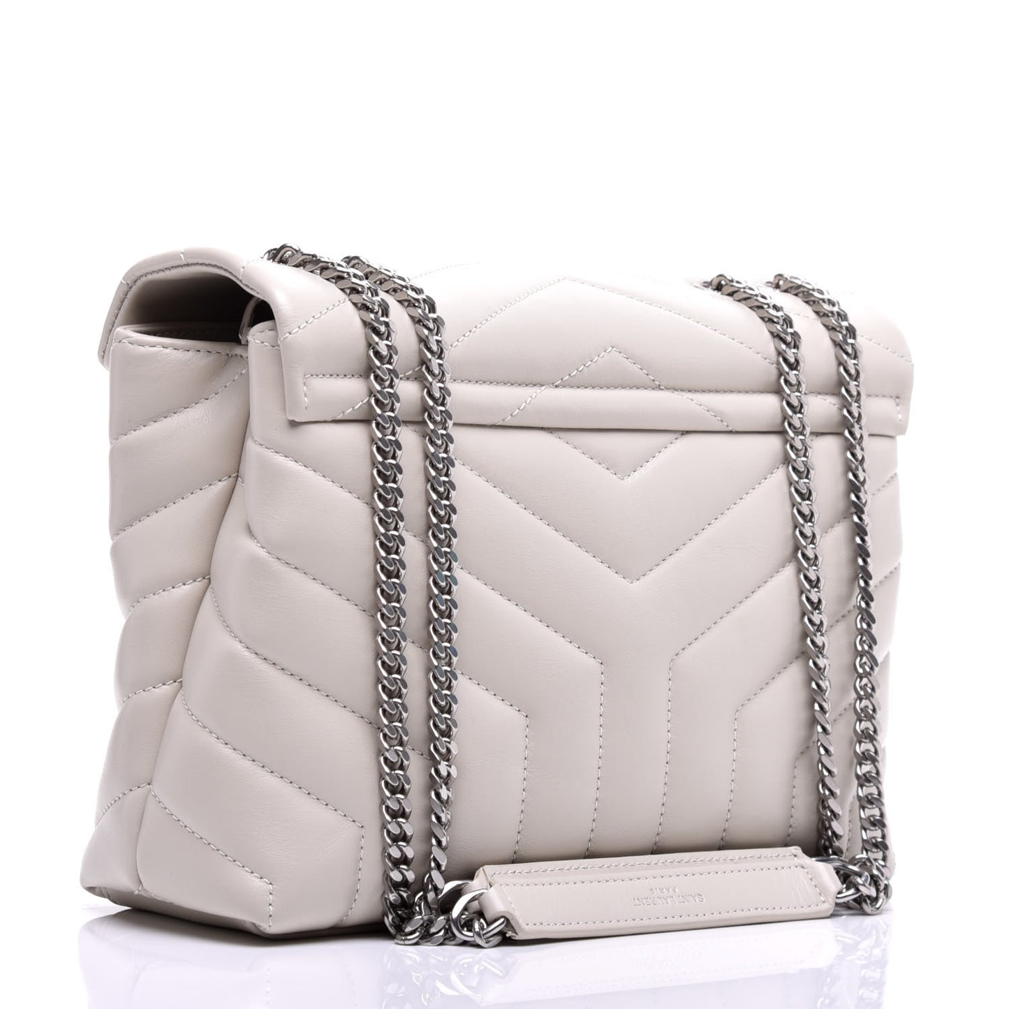 Calfskin Y Quilted Monogram Small Loulou Chain Satchel Ivory
