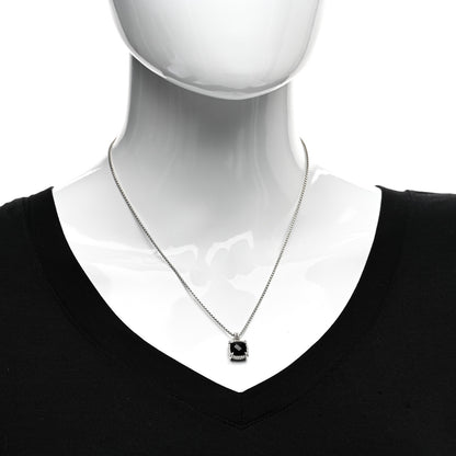 David Yurman Sterling Silver Diamond Black Onyx 9mm Chatelaine Pave Bezel Pendant Necklace 2 of 5