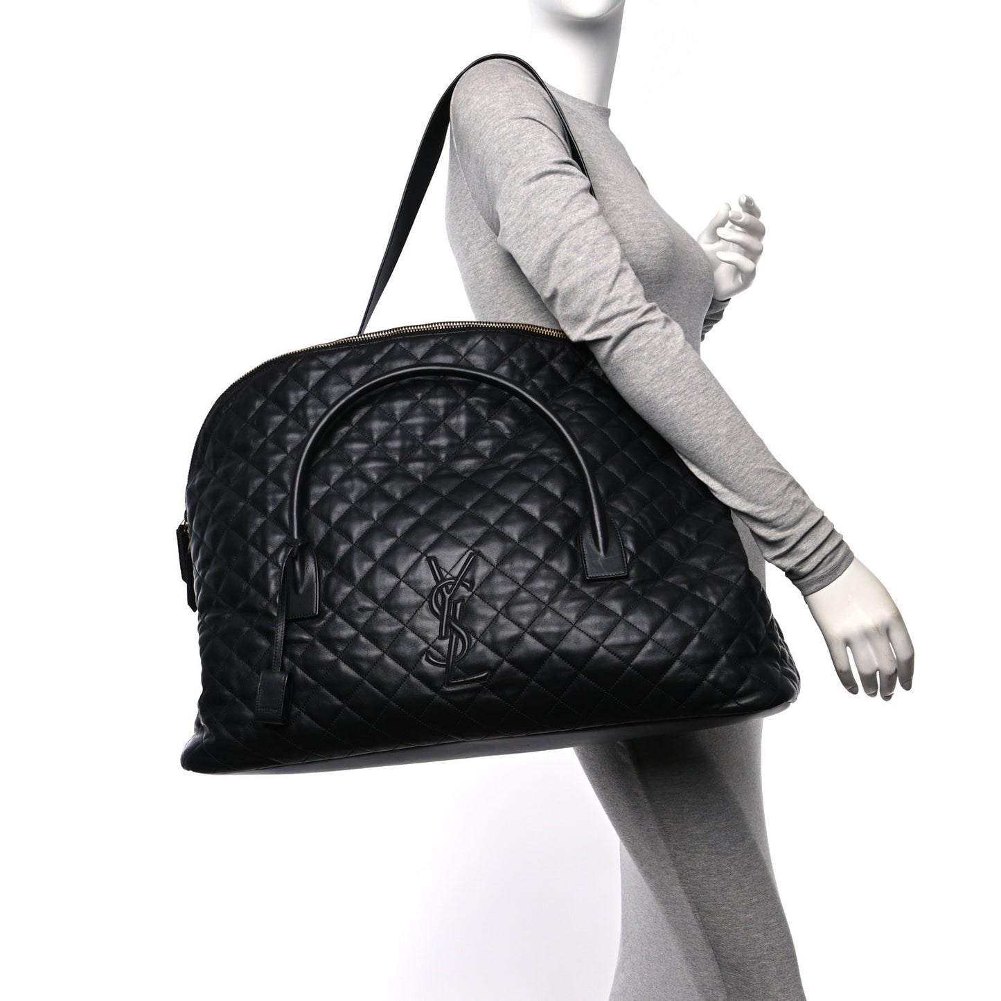 Calfskin Quilted ES Giant Travel Bag Black