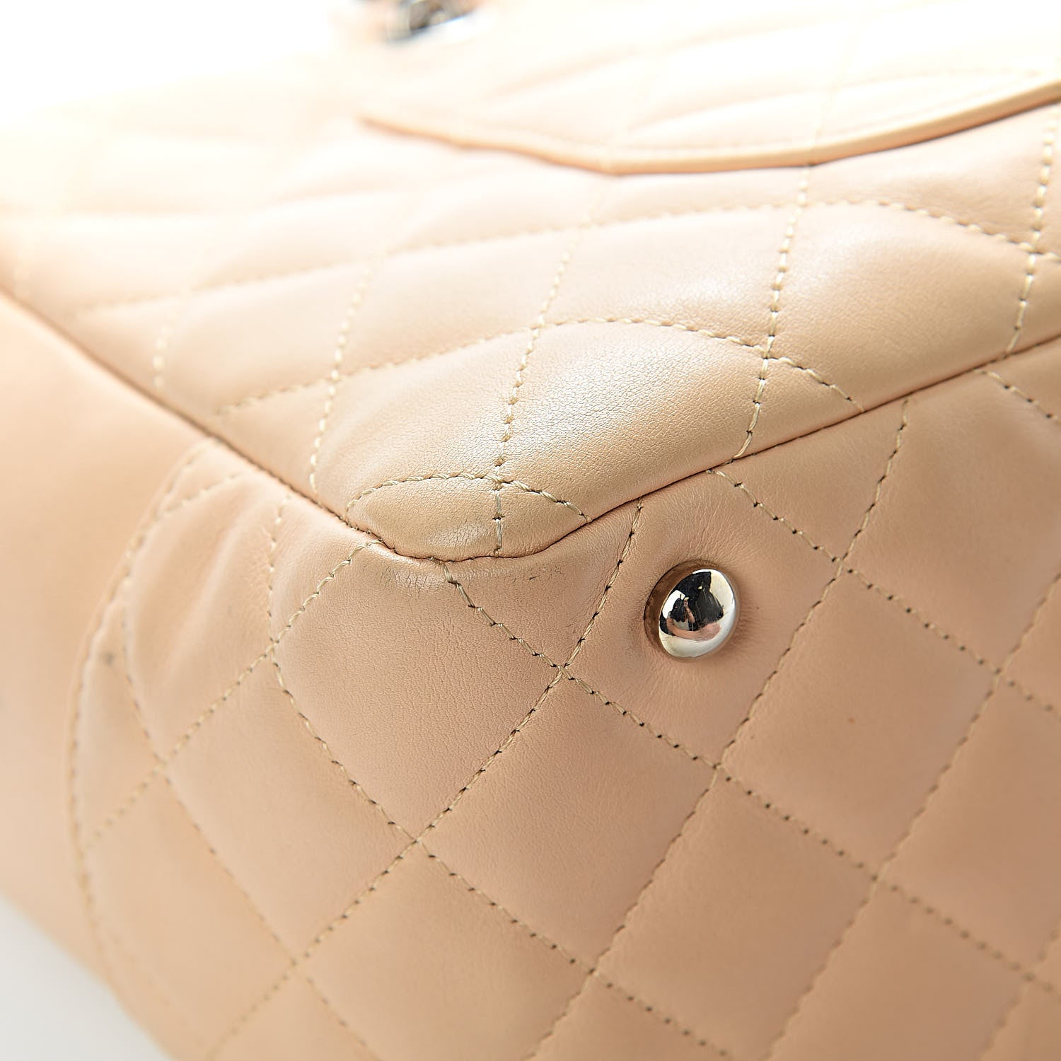 Chanel Calfskin Quilted Cambon Quilted Large Bowler Beige 13 of 14