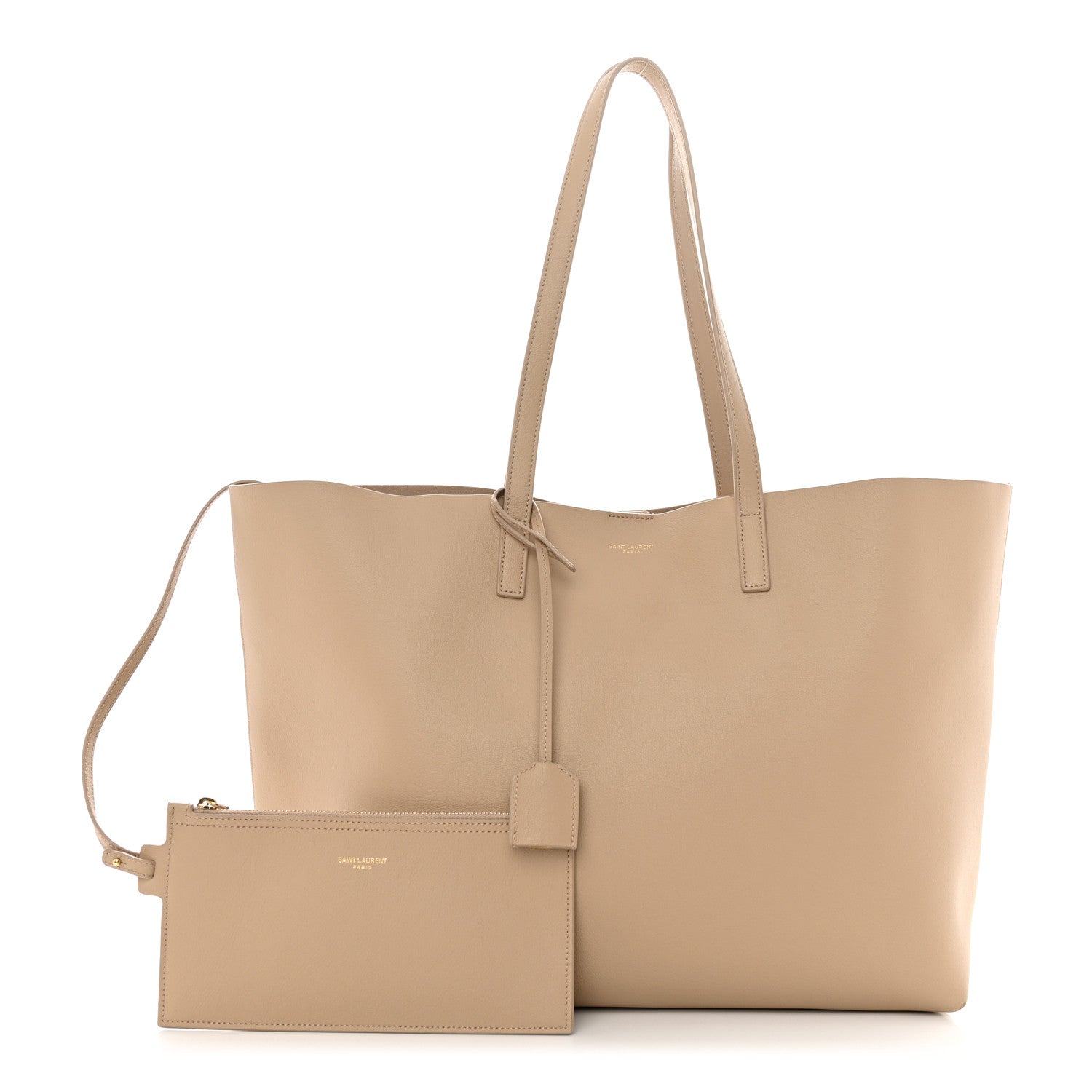 Saint Laurent Calfskin Large Shopping Tote Dark Beige 1 of 11