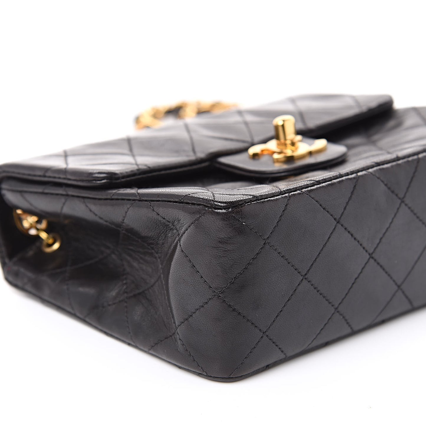 Lambskin Quilted Mini Square Flap Black