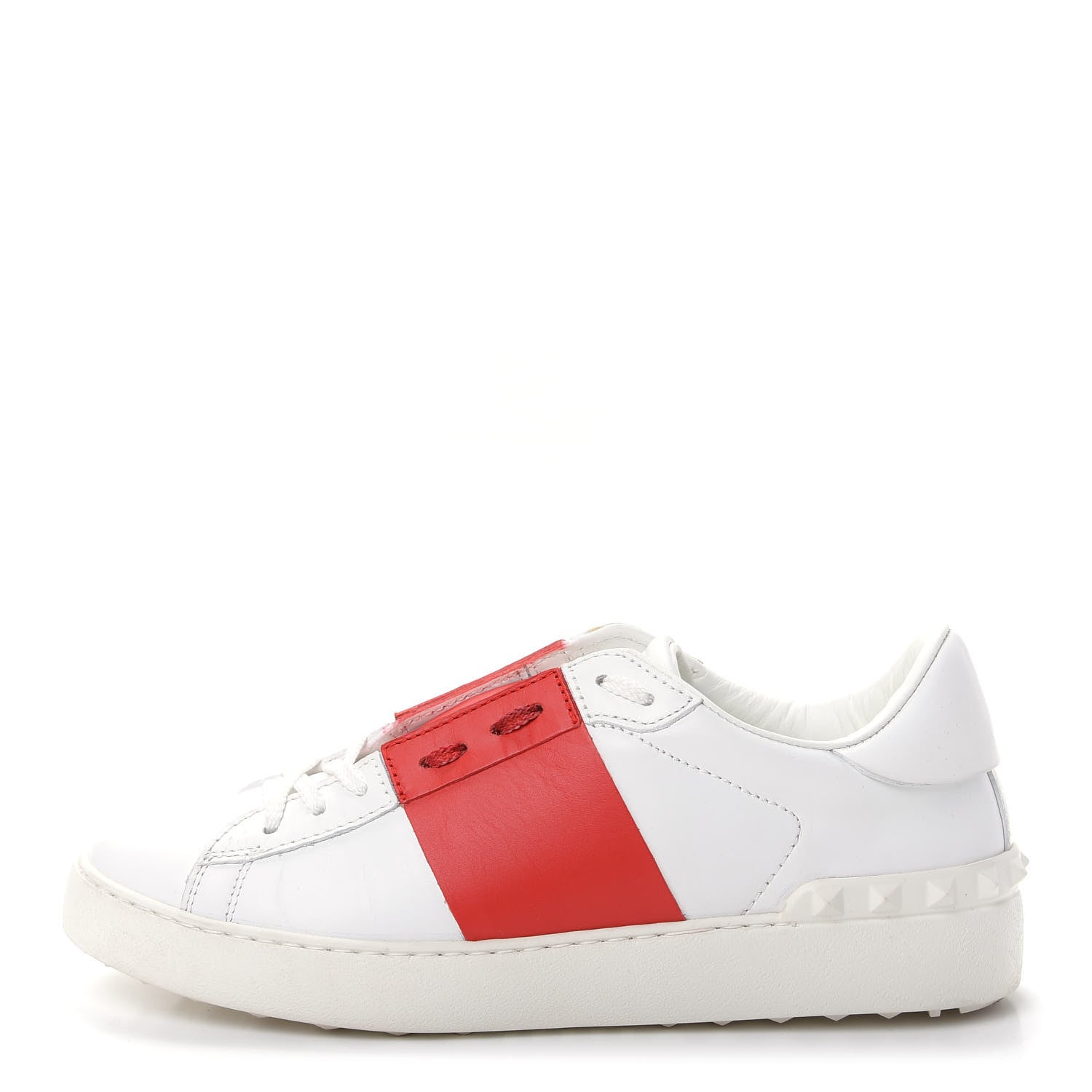 Valentino Garavani Calfskin Rockstud Open Sneakers 40 White Red 1 of 11