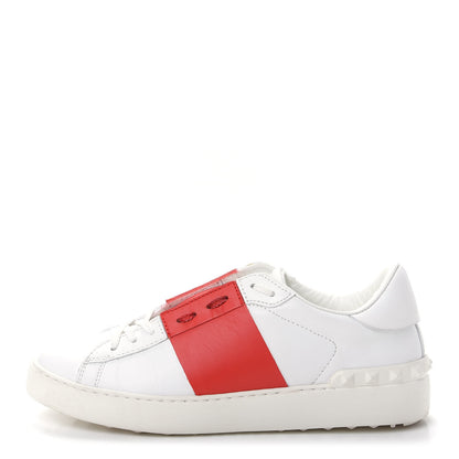 Valentino Garavani Calfskin Rockstud Open Sneakers 40 White Red 1 of 11