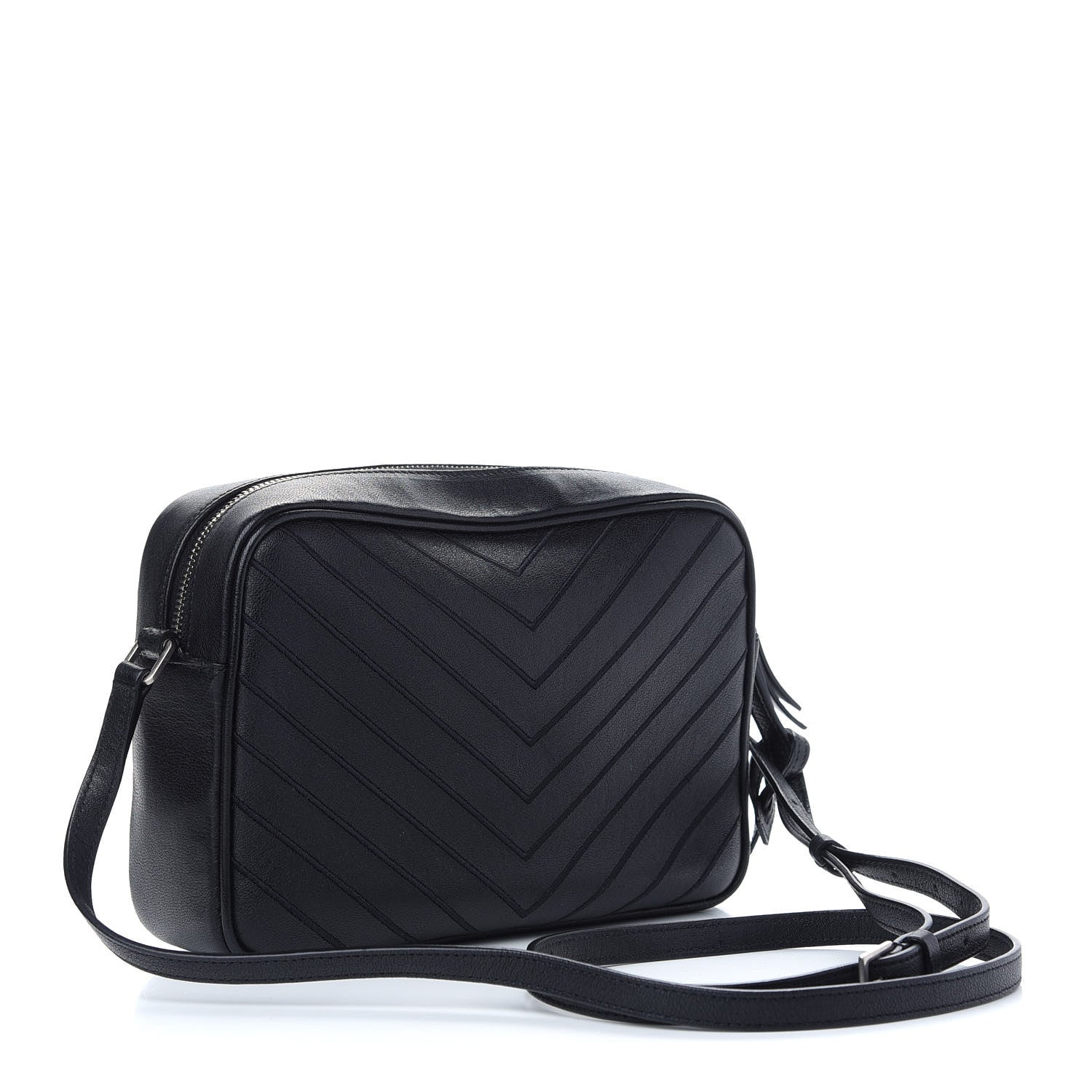 Saint Laurent Calfskin Studded Matelasse Monogram Lou Camera Bag Black 2 of 8