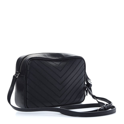Saint Laurent Calfskin Studded Matelasse Monogram Lou Camera Bag Black 2 of 8