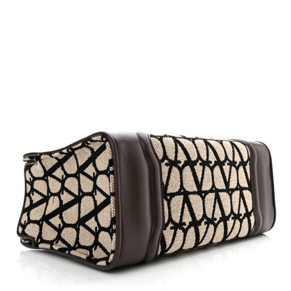 Valentino Garavani Toile Iconographe Goatskin Small Le Quatrieme Shopping Bag Naturale Black Fondant 5 of 10